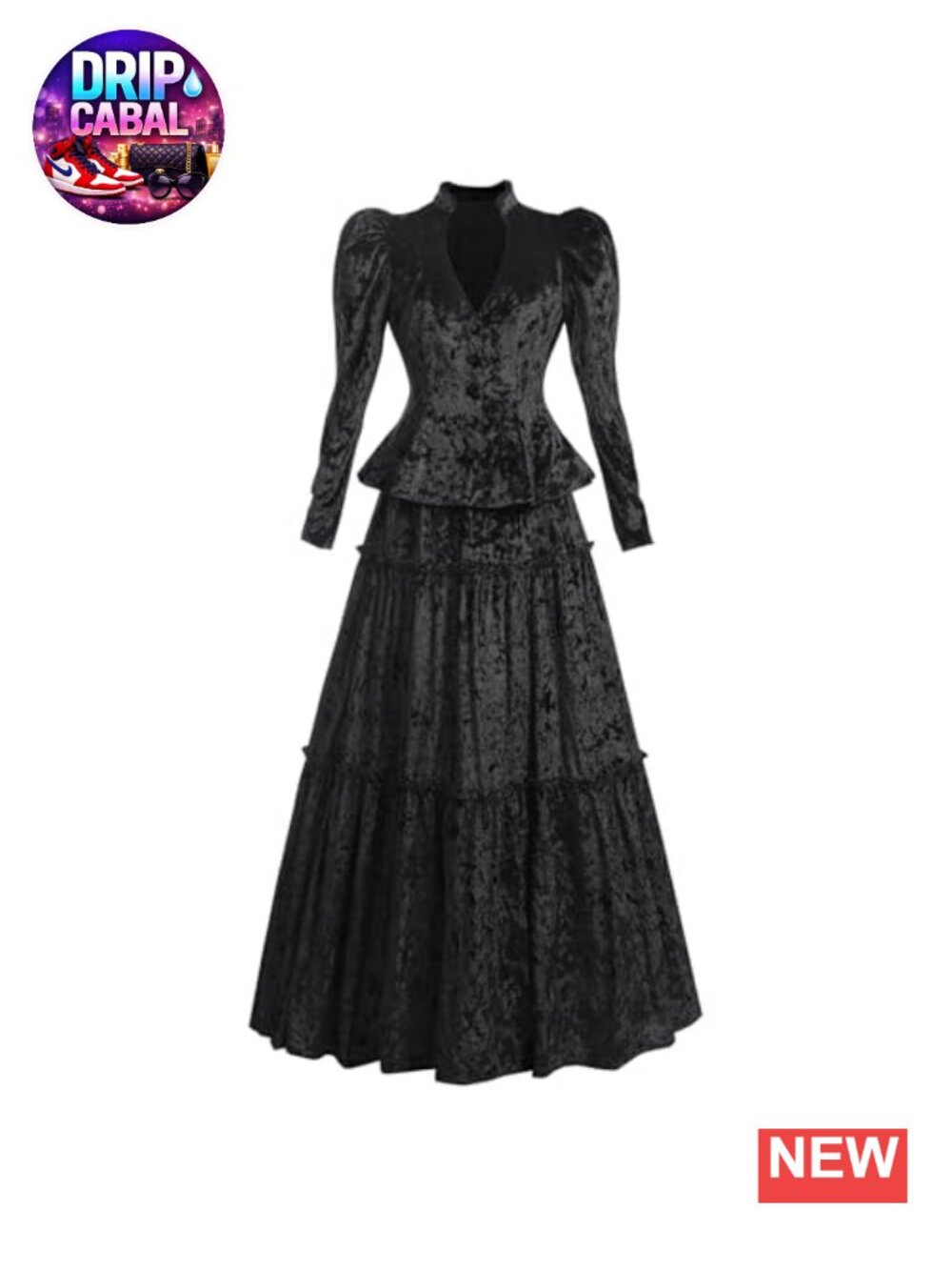 Victorian Velvet Edwardian Costume 2-Piece Set Dress